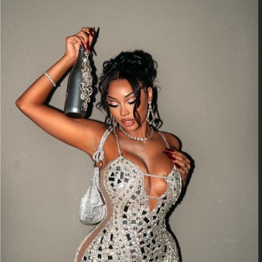 ANGELBRINKS Dynamite Silver Dress